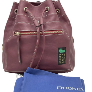 Dooney & Bourke Penrose Leather Drawstring Backpack – Grape, Unisex